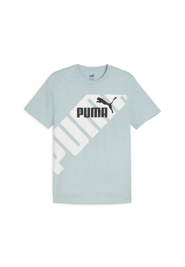 Puma - Męska koszulka z nadrukiem PUMA POWER PUMA Turquoise Surf Blue. Kolor: niebieski. Wzór: nadruk. Sport: joga i pilates