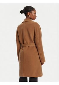 Pinko - PINKO Płaszcz wełniany 105685 A2SM Brązowy Regular Fit. Kolor: brązowy. Materiał: wełna