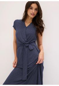 bonprix - Sukienka midi z mieszanki wiskozy. Kolor: niebieski. Materiał: wiskoza, jersey. Typ sukienki: kopertowe. Długość: midi #3