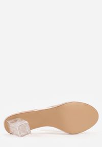 Born2be - Beżowe Transparentne Klapki na Słupku Eomhi. Okazja: na co dzień, na ślub cywilny, na wesele, na imprezę. Kolor: beżowy. Materiał: satyna, len. Obcas: na słupku. Styl: casual, elegancki, klasyczny #7