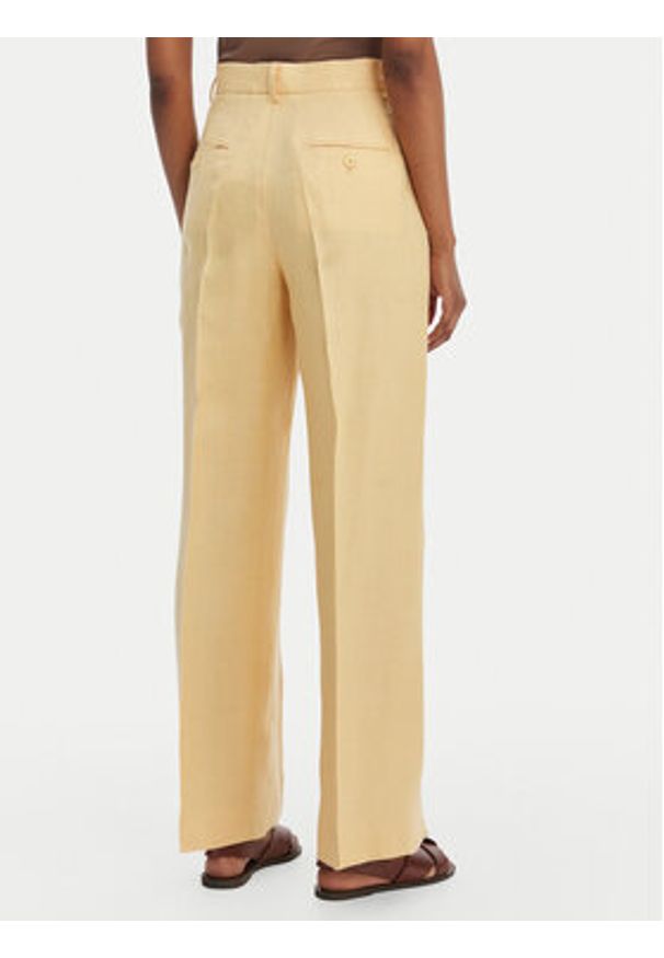 Weekend Max Mara Spodnie materiałowe Malizia 2615131112 Żółty Straight Fit. Kolor: żółty. Materiał: len