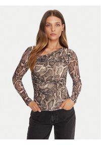 Guess Bluzka W5BP32 KCZC2 Beżowy Slim Fit. Kolor: beżowy. Materiał: syntetyk #1