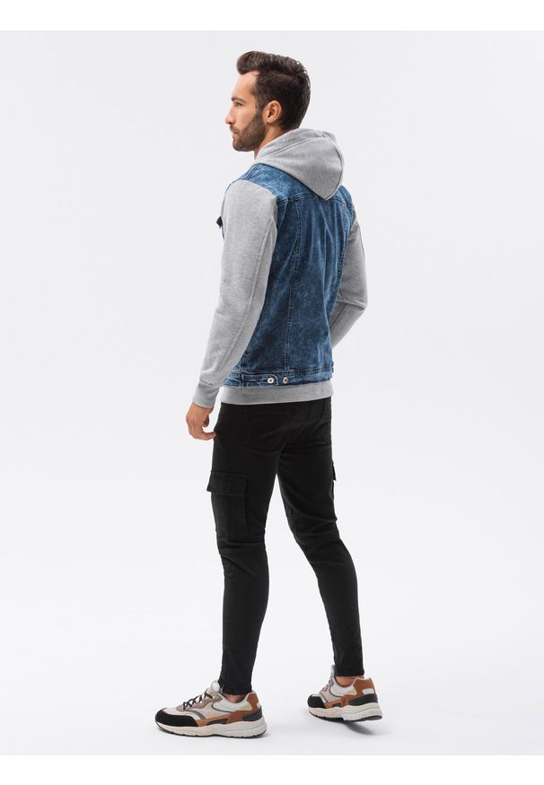 Szara kurtka Ombre Clothing klasyczna, z kapturem