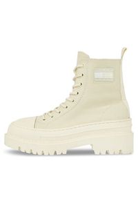 TOMMY HILFIGER - Tommy Hilfiger Botki Tjw Foxing Canvas Boot EN0EN02216 Beżowy. Kolor: beżowy. Materiał: materiał