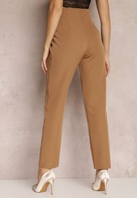 Renee - Jasnobrązowe Spodnie Cygaretki High Waist Molfi. Stan: podwyższony. Kolor: beżowy. Materiał: tkanina #4