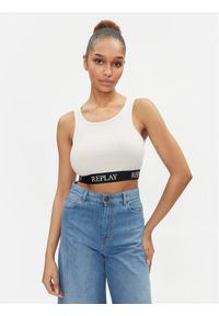 Replay Top W3782C.000.23687P Écru Slim Fit. Materiał: bawełna #1