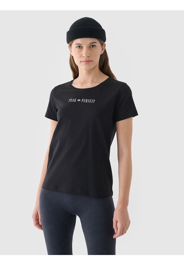4f - 4F T-shirt regular gładki damski - czRNY XXL. Okazja: na co dzień. Kolor: czarny. Materiał: bawełna, jersey, dzianina. Długość rękawa: krótki rękaw. Długość: krótkie. Wzór: gładki. Styl: sportowy, klasyczny, casual