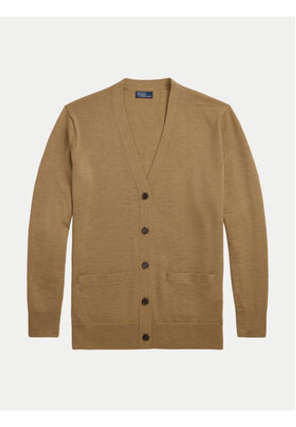 Polo Ralph Lauren Kardigan 211956233001 Beżowy Relaxed Fit. Typ kołnierza: polo. Kolor: beżowy. Materiał: wełna