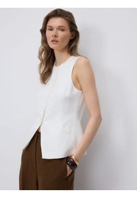 Reserved - Kamizelka garniturowa z lnem - biały. Kolor: biały. Materiał: len #1