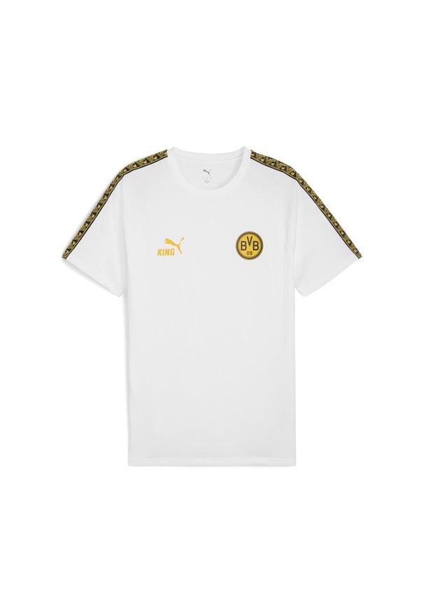 Puma - Męska koszulka Borussia Dortmund KING PUMA White Yellow Sizzle. Kolor: biały, wielokolorowy, żółty. Sport: piłka nożna