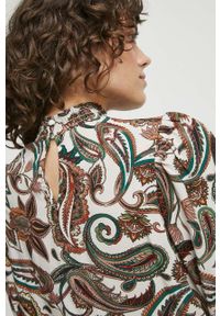 medicine - Medicine bluzka damska kolor beżowy wzorzysta. Typ kołnierza: kołnierzyk stójkowy. Kolor: beżowy. Materiał: tkanina. Długość rękawa: długi rękaw. Długość: długie #2