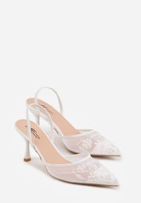 Born2be - Białe Sandały na Szpilce z Koronką Caskstar. Kolor: biały. Materiał: koronka. Wzór: koronka. Obcas: na szpilce. Styl: elegancki, klasyczny #6