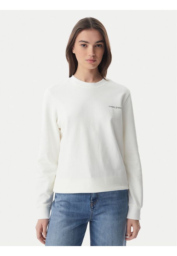 Tommy Jeans Bluza Ess Logo DW0DW22829 Biały Regular Fit. Kolor: biały. Materiał: bawełna