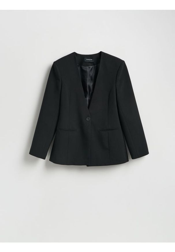 Reserved - Jednorzędowa marynarka - czarny. Kolor: czarny. Materiał: tkanina, wiskoza