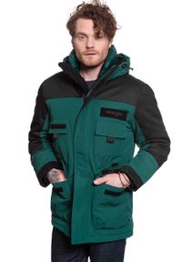 Wrangler - WRANGLER PARKA MĘSKA KURTKA ZIMOWA DŁUGA PINE W4B6XPG01. Kolor: czarny. Długość: długie. Sezon: zima