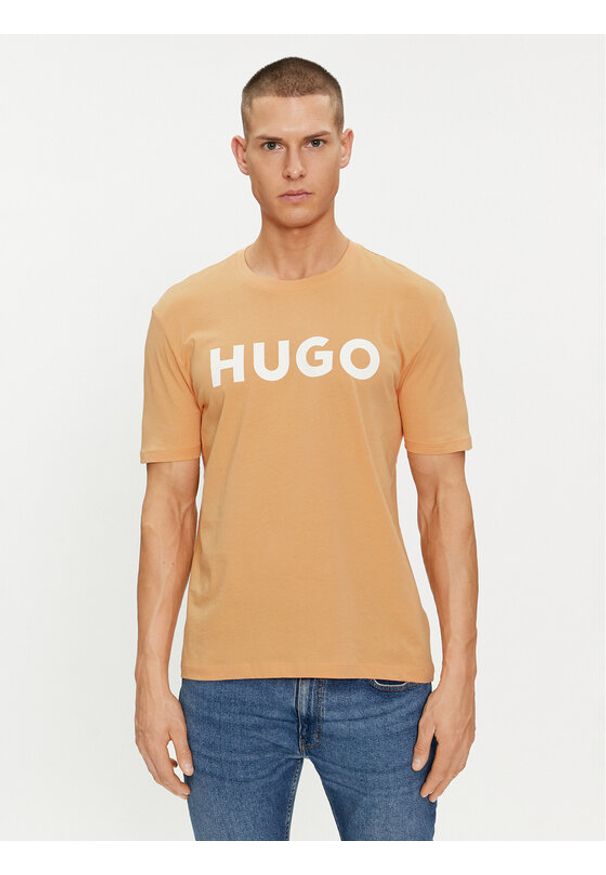 Hugo T-Shirt Dulivio 50467556 Pomarańczowy Regular Fit. Kolor: pomarańczowy. Materiał: bawełna