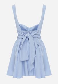 Renee - Jasnoniebieska Sukienka na Ramiączkach o Rozkloszowanym Kroju Tastorea. Okazja: na imprezę, na co dzień. Typ kołnierza: dekolt kwadratowy, kokarda. Kolor: niebieski. Długość rękawa: na ramiączkach. Sezon: lato. Typ sukienki: rozkloszowane, proste. Styl: casual, elegancki #5