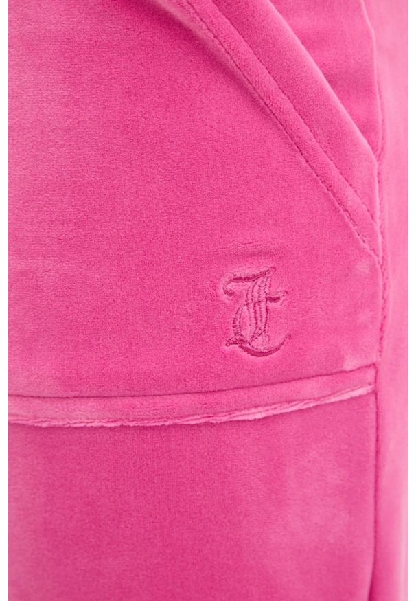 Juicy Couture - JUICY COUTURE Różowe damskie spodnie welurowe Del Ray Pocket Pant, Rozmiar M. Kolor: różowy. Materiał: welur