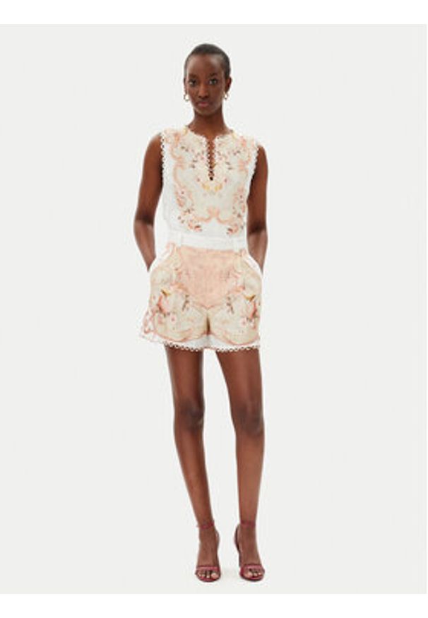 TwinSet - TWINSET Bluzka 251TT2442 Beżowy Regular Fit. Kolor: beżowy. Materiał: len