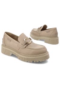 Beżowe Półbuty Nessi Eleganckie Buty Damskie. Zapięcie: klamry. Kolor: beżowy. Materiał: jeans, materiał. Wzór: gładki. Styl: elegancki #6