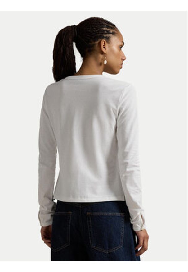 Polo Ralph Lauren Kardigan 211941175004 Biały Slim Fit. Typ kołnierza: polo. Kolor: biały. Materiał: bawełna