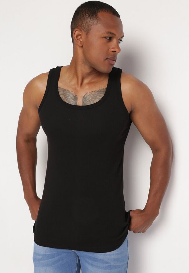 Born2be - Czarna Klasyczna Koszulka Bez Rękawów Tank Top Clecotia. Kolor: czarny. Długość rękawa: bez rękawów