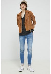 Superdry ramoneska zamszowa damska kolor brązowy przejściowa. Okazja: na co dzień. Kolor: brązowy. Materiał: zamsz. Styl: casual, klasyczny #4