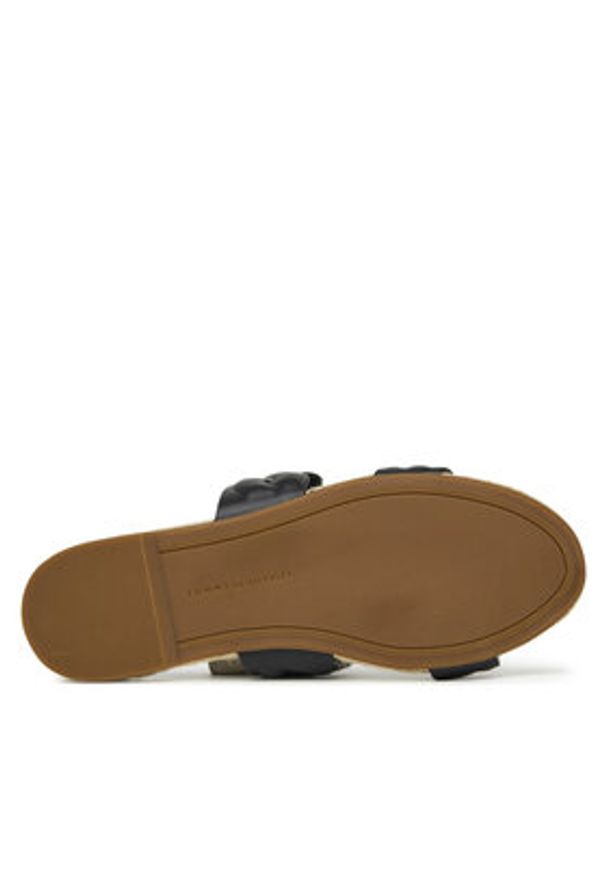 TOMMY HILFIGER - Tommy Hilfiger Espadryle Leather Rope Espadrille Mule FW0FW08503 Czarny. Kolor: czarny. Materiał: skóra