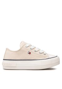 TOMMY HILFIGER - Tommy Hilfiger Trampki Low Cut Lace-Up Sneaker T3A4-32118-0890 M Beżowy. Kolor: beżowy. Materiał: materiał #1