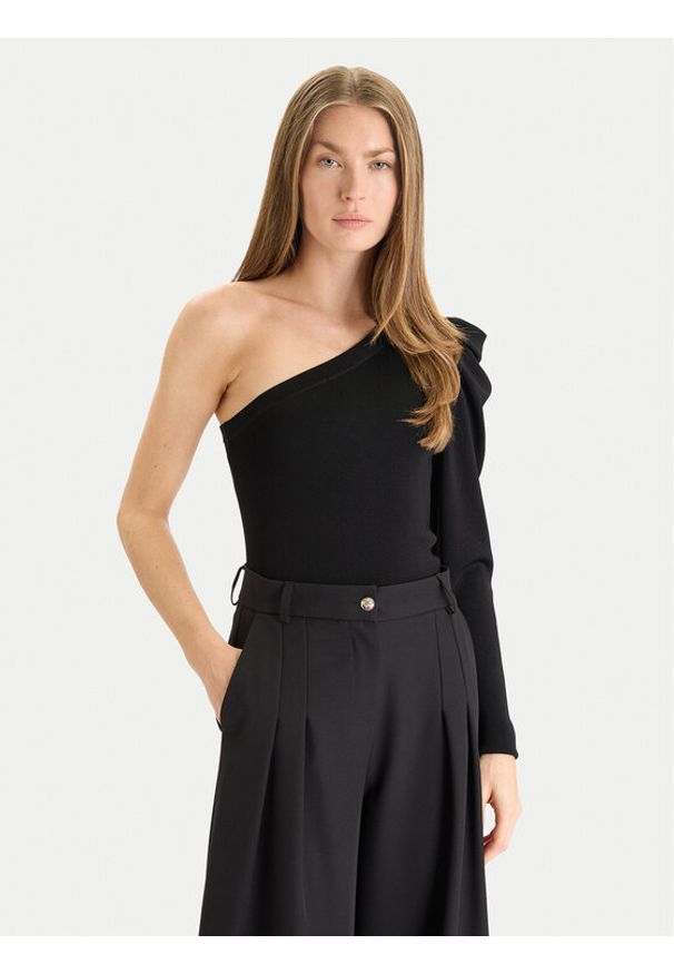 TwinSet - TWINSET Sweter 252AT3011 Czarny Slim Fit. Kolor: czarny. Materiał: wiskoza