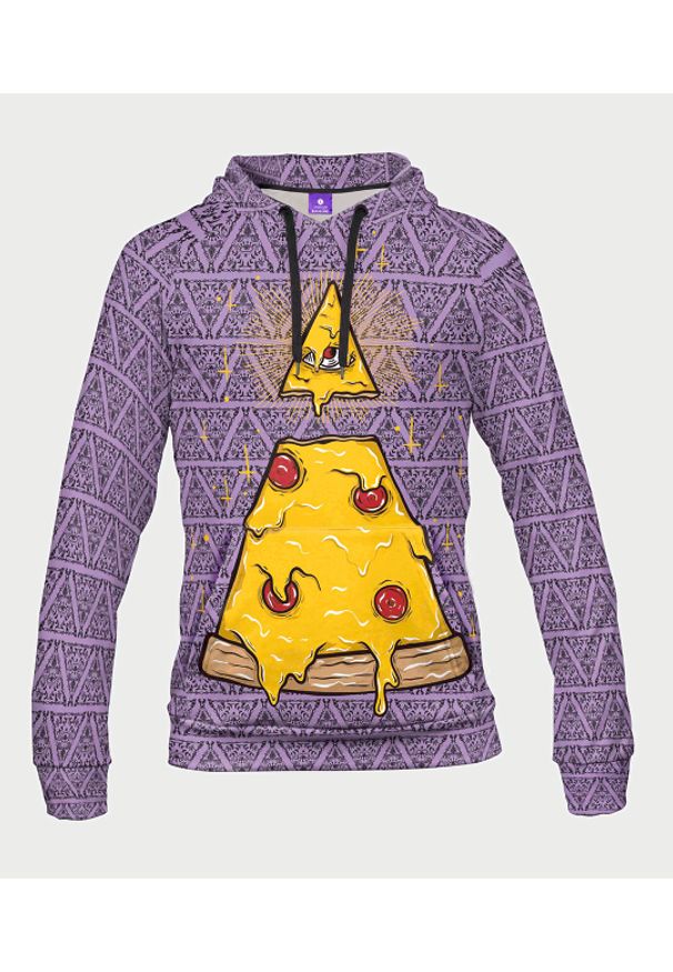 MegaKoszulki - Bluza męska fullprint z kapturem Pizza Eye. Typ kołnierza: kaptur. Materiał: dzianina, dresówka