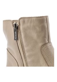 Beżowe Botki Wasak Ocieplane Buty Damskie. Okazja: na co dzień. Kolor: beżowy. Materiał: wełna, skóra. Wzór: grochy. Sezon: zima, jesień. Styl: casual #4