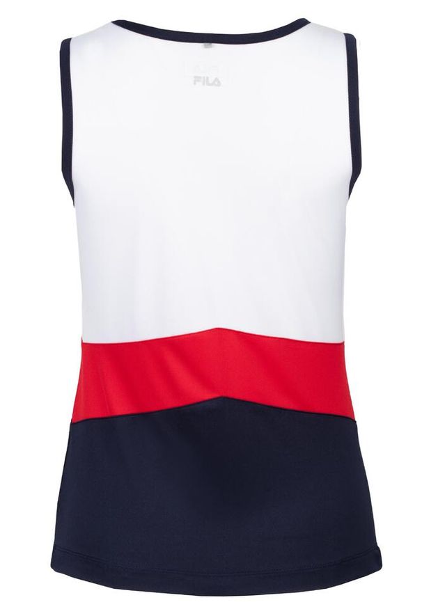 Koszulka treningowa damska Fila Cleo. Kolor: biały. Materiał: poliester. Długość rękawa: bez rękawów. Sport: tenis