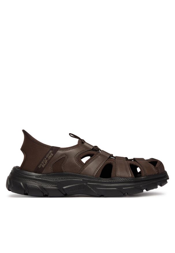 skechers - Skechers Sandały Slip-Ins Relaxed Fit: Revolted - Vartan 205182/CHOC Brązowy. Kolor: brązowy. Materiał: skóra