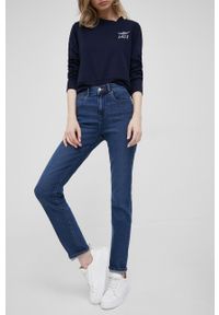 Wrangler jeansy SLIM SOFT STAR damskie high waist. Stan: podwyższony. Kolor: niebieski