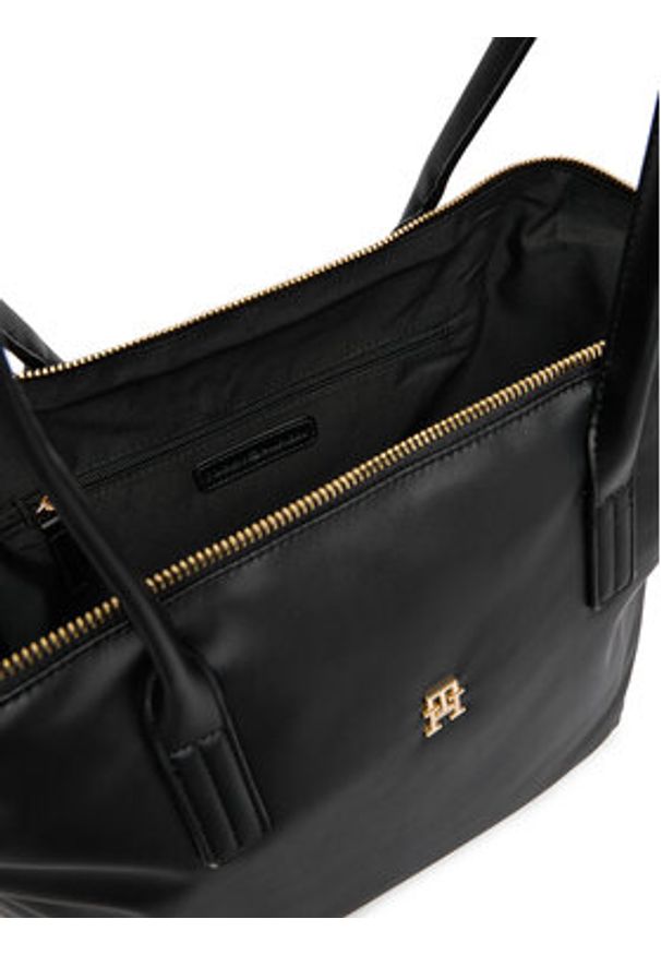 TOMMY HILFIGER - Tommy Hilfiger Torebka Popette Soft AW0AW17705 Czarny. Kolor: czarny. Materiał: skórzane