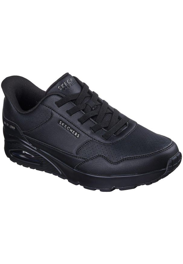 skechers - Adidasy Skechers Uno-banksia Luxe, Mężczyźni. Kolor: czarny. Materiał: skóra ekologiczna, materiał. Sport: fitness