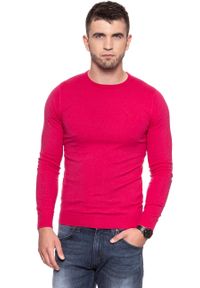 Wrangler - MĘSKI SWETER WRANGLER CREW KNIT BRIGHT ROSE W85672PVC. Kolor: różowy #4