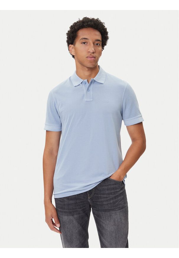 BOSS Polo Prime 50507813 Błękitny Regular Fit. Typ kołnierza: polo. Kolor: niebieski. Materiał: bawełna