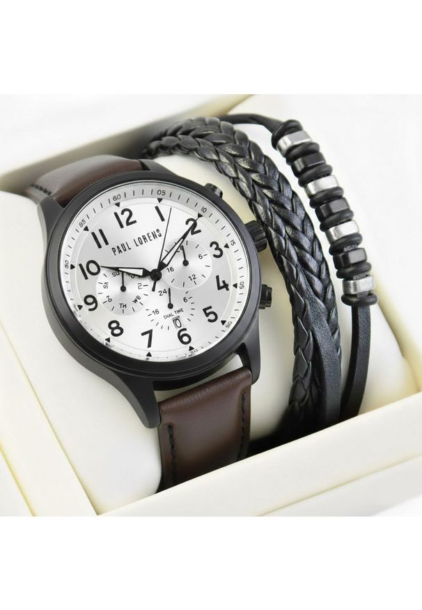 Zestaw męski zegarek Paul Lorens BAYAS-3B1 + bransoletka