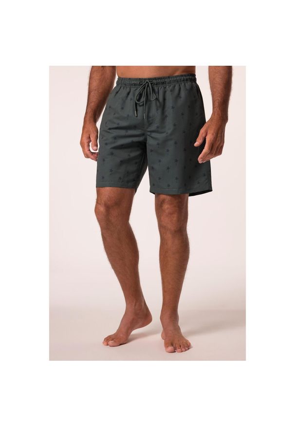 JAY-PI - Męskie Kąpielówki moda plażowa elastyczny pas minimalistyczny nadruk. Kolekcja: plus size. Kolor: zielony. Materiał: poliester, materiał. Wzór: nadruk