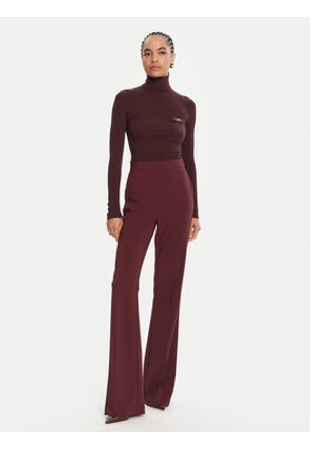 Elisabetta Franchi Golf MK-11B-56E2-V290 Bordowy Slim Fit. Typ kołnierza: golf. Kolor: czerwony. Materiał: syntetyk