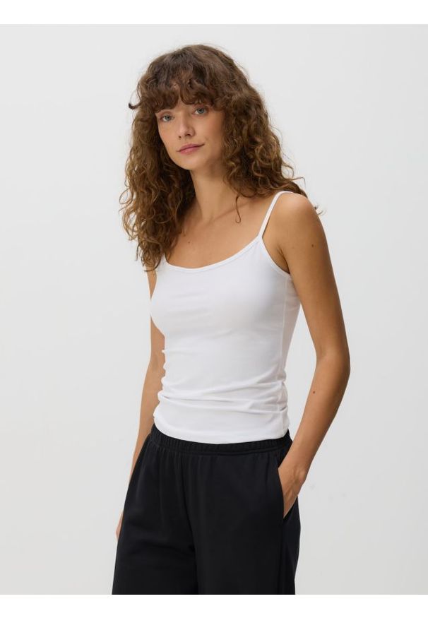 Reserved - Bawełniany top - biały. Kolor: biały. Materiał: bawełna