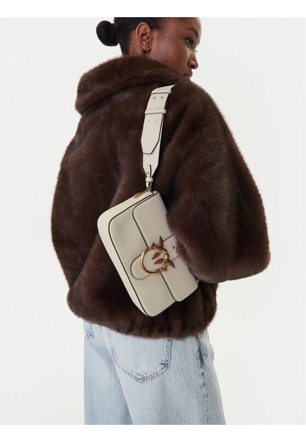 Pinko - PINKO Torebka Love One Mini Slouchy Fl Al 25-26 104340 A2OX Écru. Kolor: kremowy. Materiał: skórzane