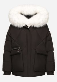 Born2be - Czarna Pikowana Kurtka z Kapturem i Grubym Futrzanym Obszyciem z Możliwością Odpięcia Izarida. Typ kołnierza: kaptur. Kolor: czarny. Materiał: futro. Długość rękawa: długi rękaw. Długość: długie. Styl: elegancki, klasyczny #7