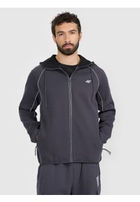 4f - 4F Bluza dresowa regular z kapturem męska - szara XXL. Okazja: na co dzień. Typ kołnierza: kaptur. Kolor: szary. Materiał: dresówka. Długość rękawa: raglanowy rękaw. Wzór: gładki. Styl: casual #2