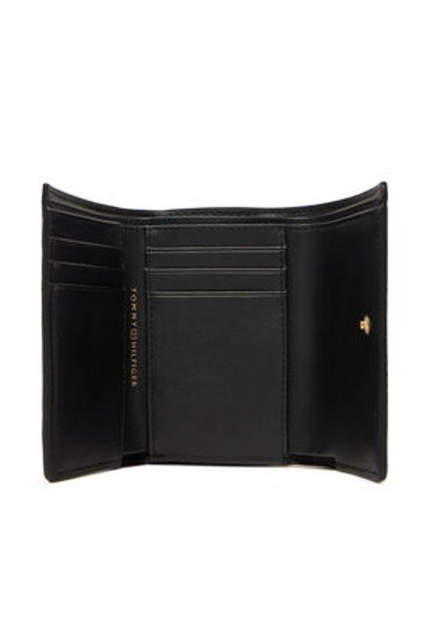 TOMMY HILFIGER - Tommy Hilfiger Portfel damski Logotape Trifold AW0AW17477 Czarny. Kolor: czarny. Materiał: skóra