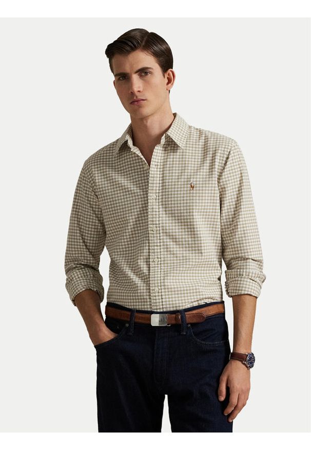 Polo Ralph Lauren Koszula 710852744004 Beżowy Slim Fit. Typ kołnierza: polo. Kolor: beżowy. Materiał: bawełna
