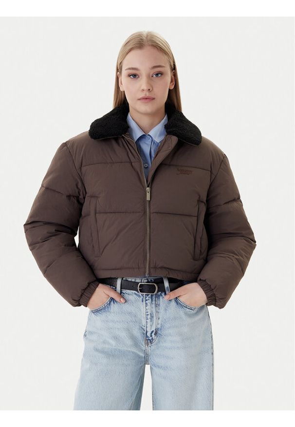 Tommy Jeans Kurtka zimowa Teddy DW0DW22049 Brązowy Regular Fit. Kolor: brązowy. Materiał: syntetyk. Sezon: zima