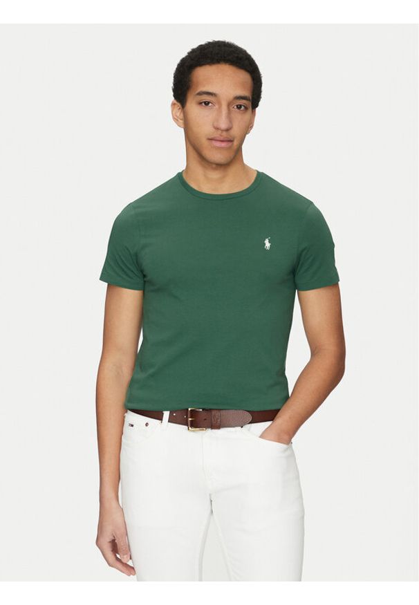 Polo Ralph Lauren T-Shirt 710671438422 Zielony Slim Fit. Typ kołnierza: polo. Kolor: zielony. Materiał: bawełna